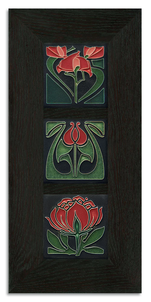 4x4 Florals Framed Tile Set (Red)