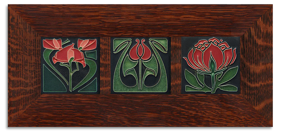 4x4 Florals Framed Tile Set (Red)