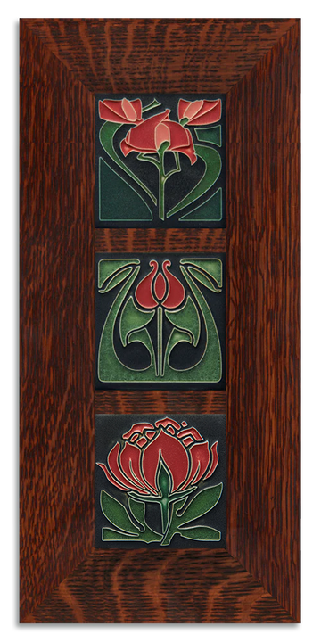 4x4 Florals Framed Tile Set (Red)