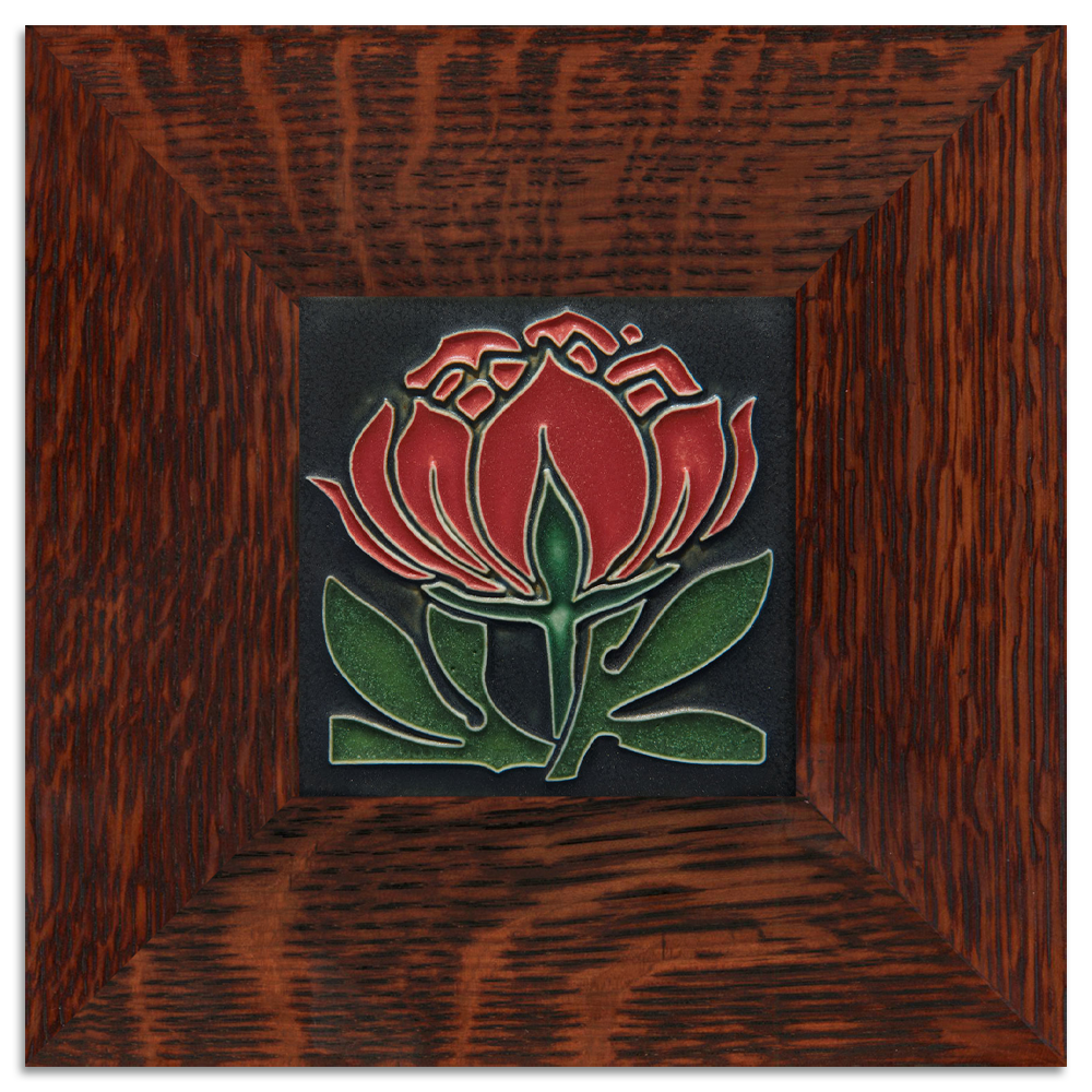 Peony Bloom (Pale Blue), 4x4 Motawi Tile and Wood Frame popular